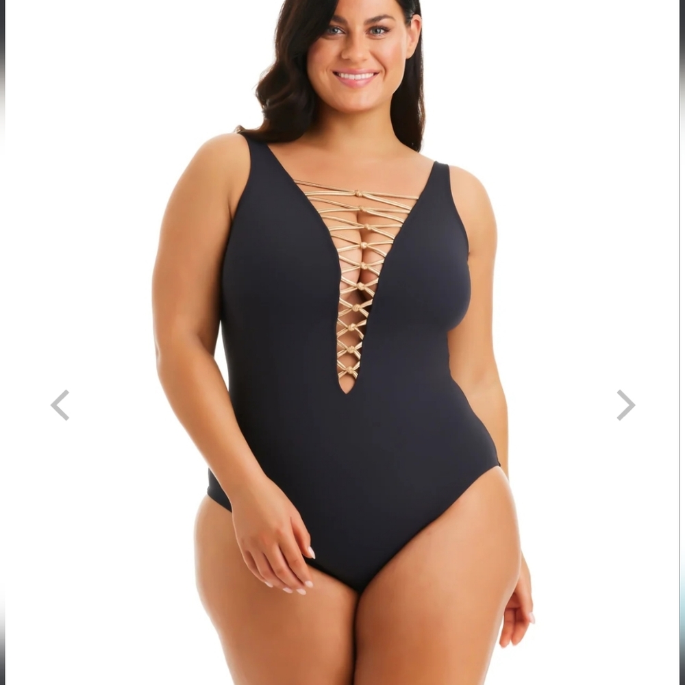 Bleu Rod Beattie green one piece swimsuit